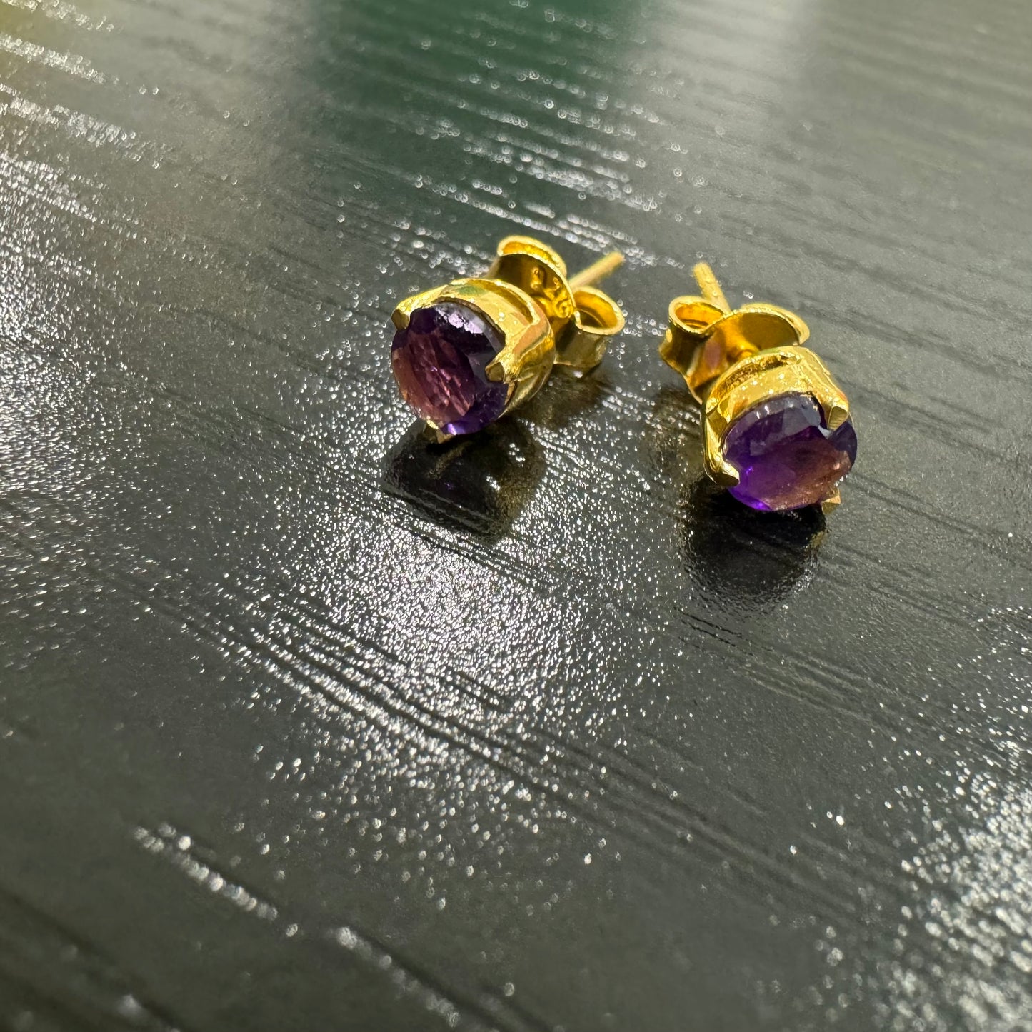 Aria Studs - Amethyst Gemstone Gold