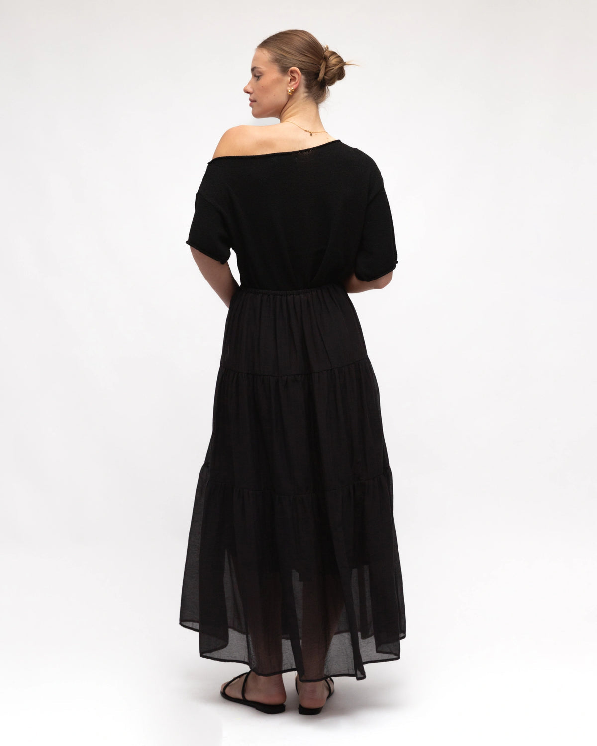 Tiered Maxi Skirt Black