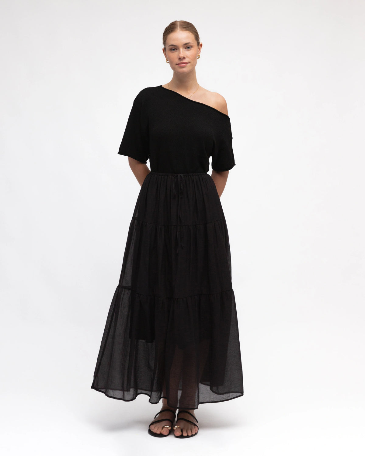 Tiered Maxi Skirt Black