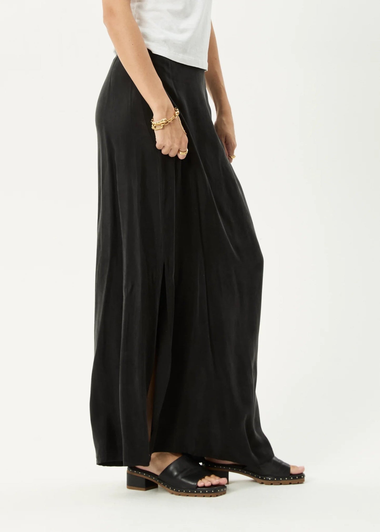 Afends Grace Cupro Maxi Skirt Black