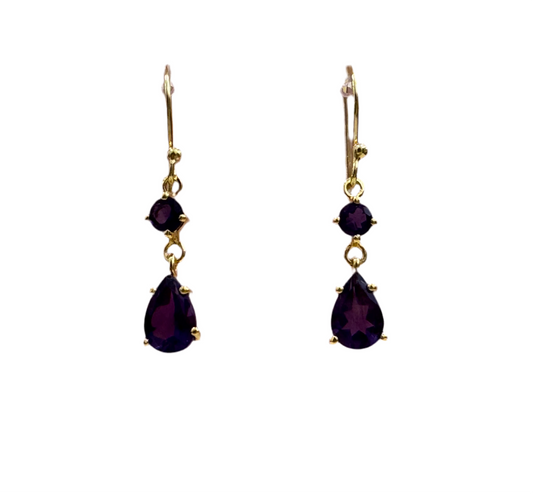 Delilah Drop Earrings - Amethyst Gemstone Gold