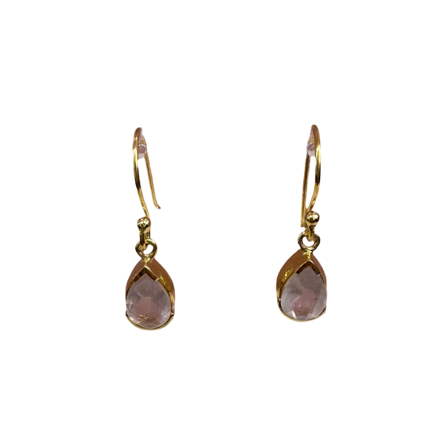 Laila Drop Earrings - Rose Quartz Gemstone Gold