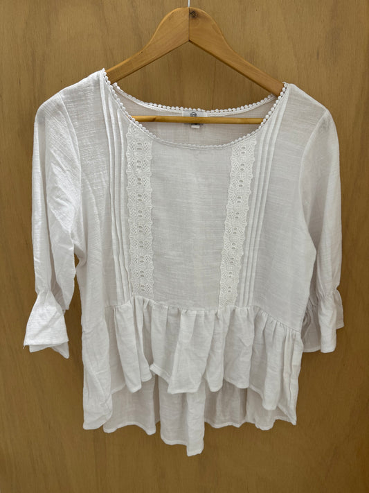 Aliana Boho Top White