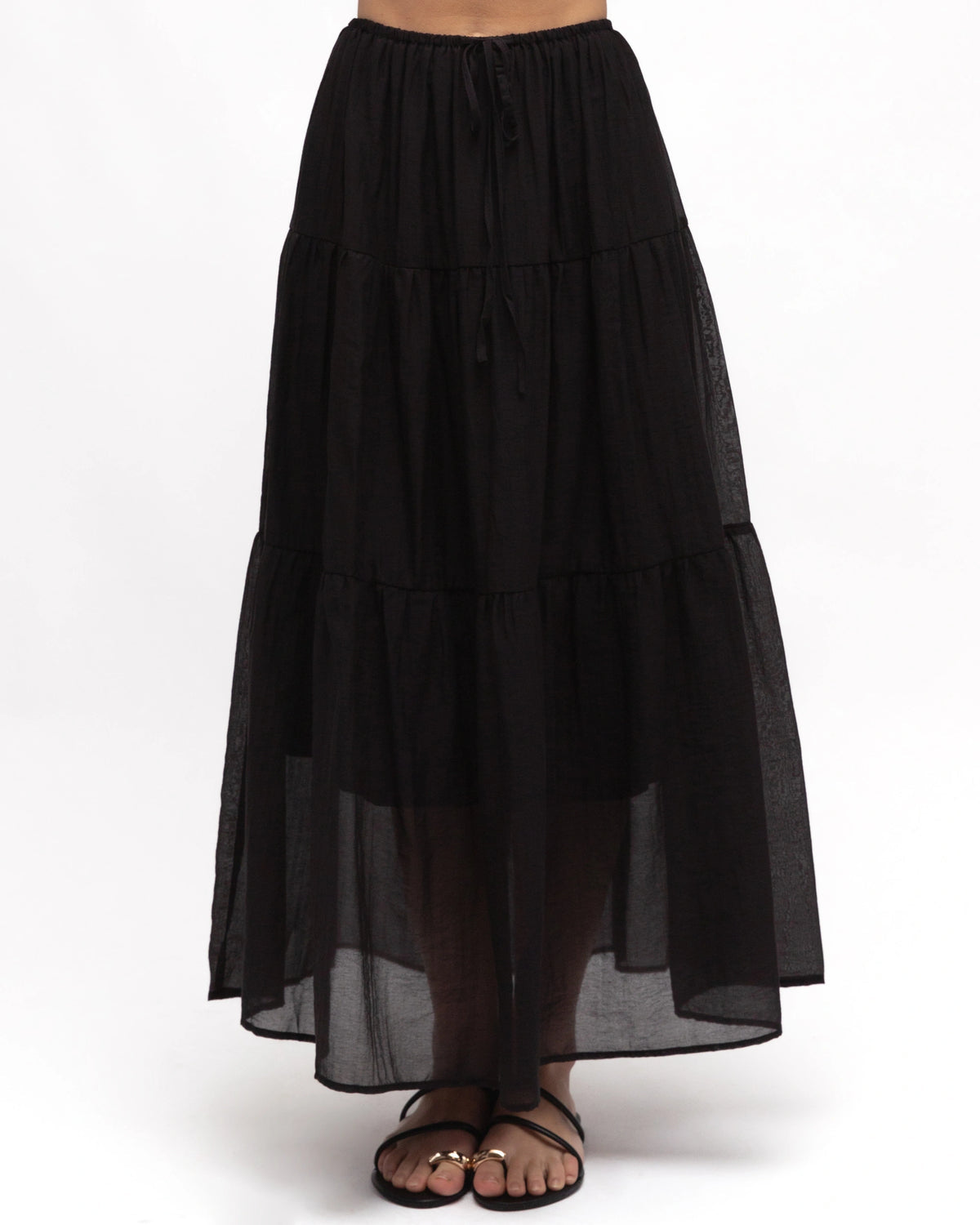 Tiered Maxi Skirt Black