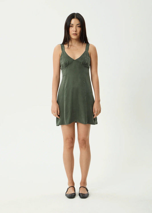 Gerry Cupro Mini Dress - Deep Green