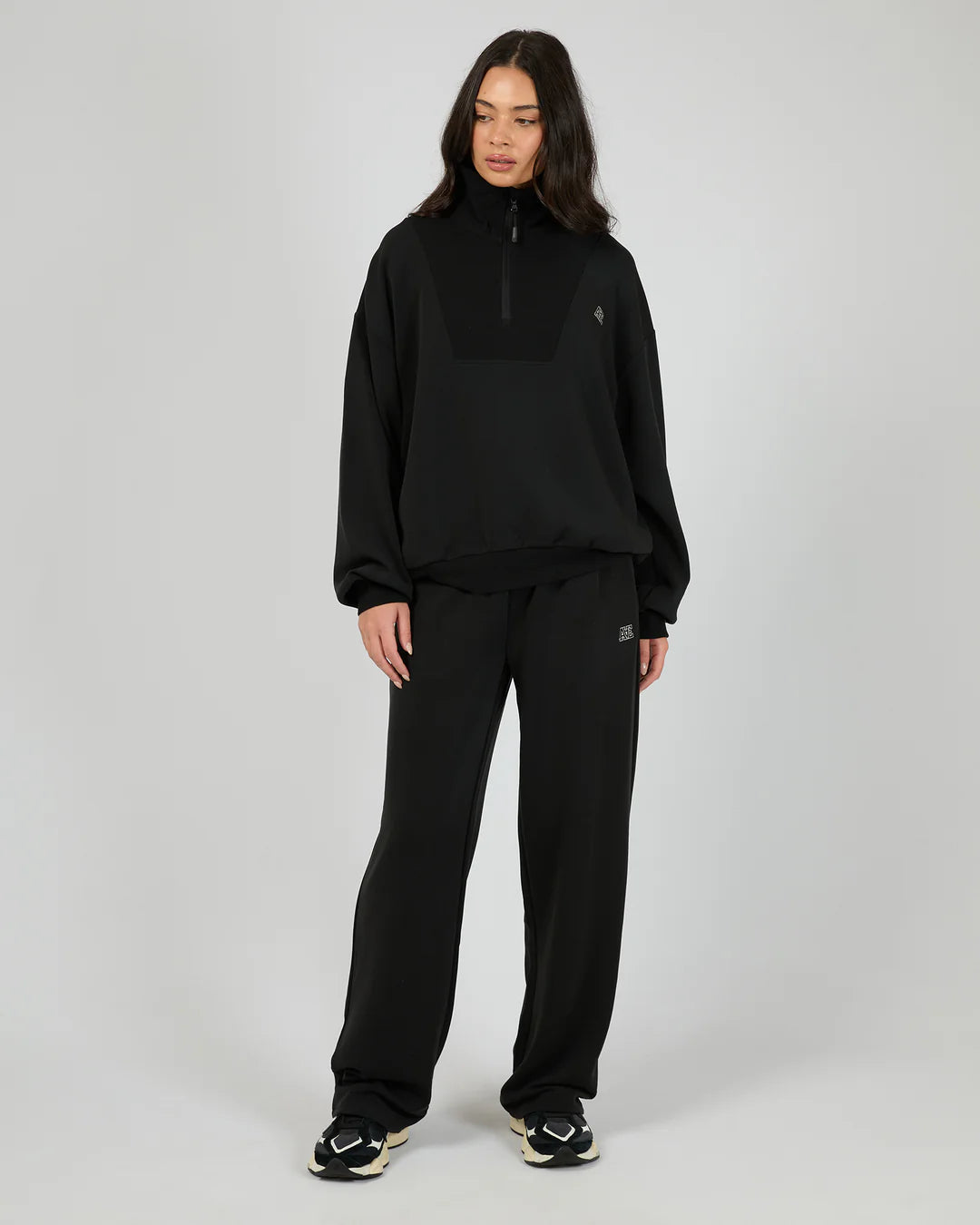 Oversized Luxe Active 1/4 Zip Black