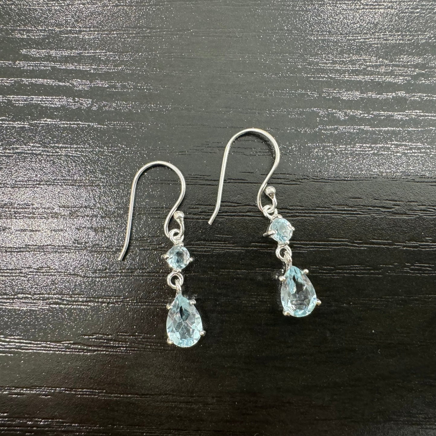 Delilah Drop Earrings - Blue Topaz Gemstone Silver