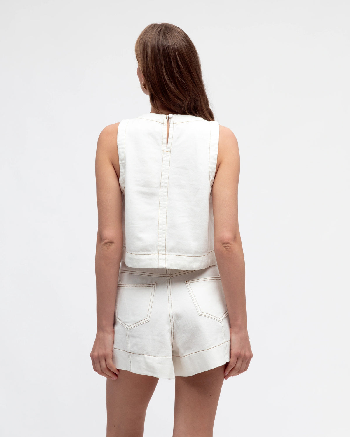 Everyday Two Tone Denim Shorts - White