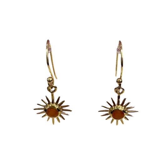 Starlight Drop Earrings - Carnelian Gemstone Gold