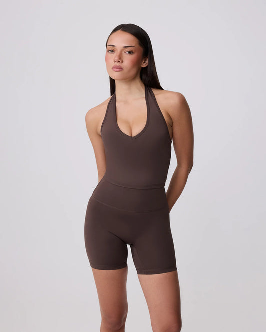 Contour+ Halter Neck Tank - Ground Coffee