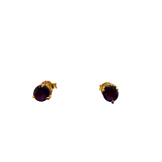 Aria Studs - Amethyst Gemstone Gold