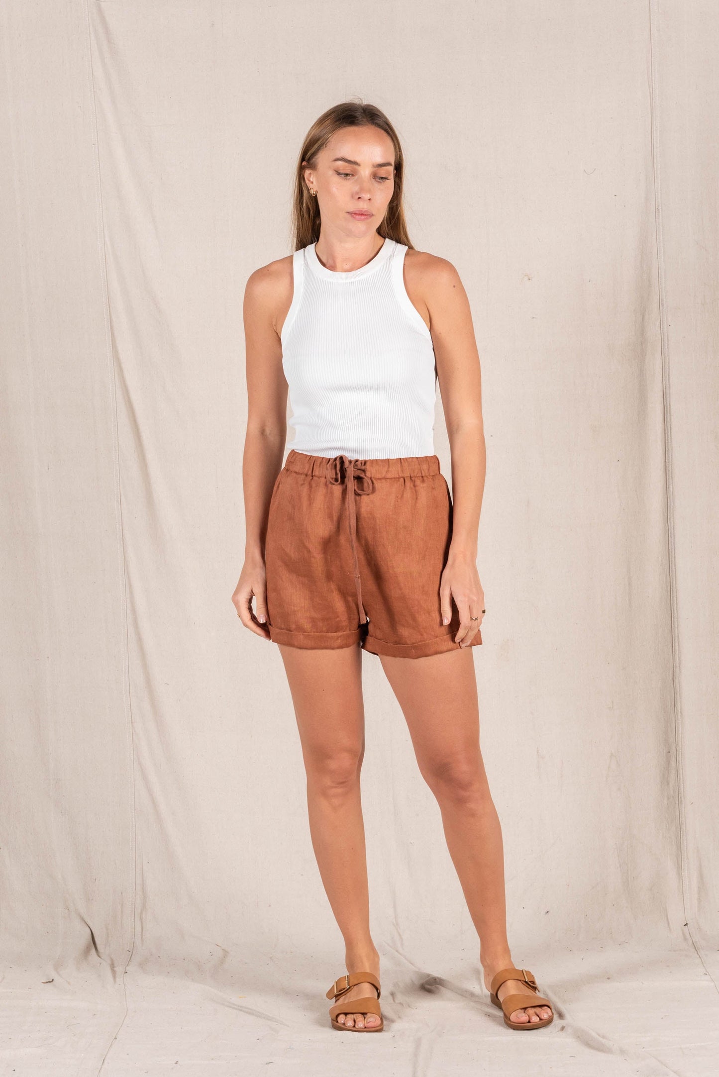 Giza Linen Short Umber