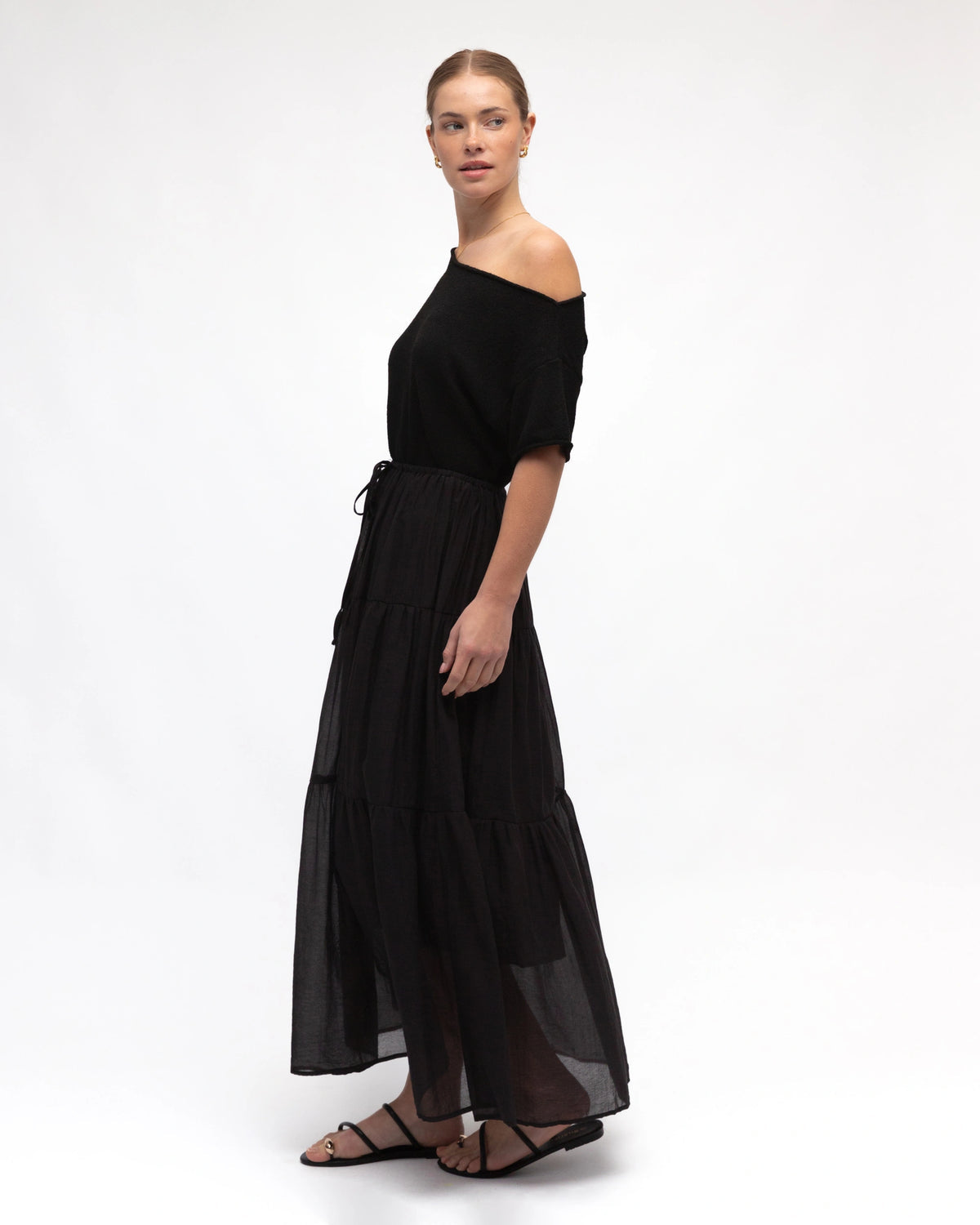 Tiered Maxi Skirt Black